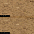 USA Amerika Karte Pinn-Leinwand in Bronze optional mit dem Straßennetz der größten Highways und Interstates