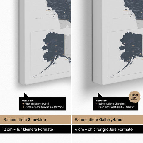 Mappa degli USA per puntine TRAVEL® – Denim Blue