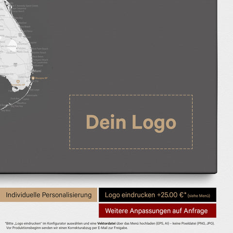 Mappa degli USA per puntine TRAVEL® – Grigio scuro (Grigio scuro)