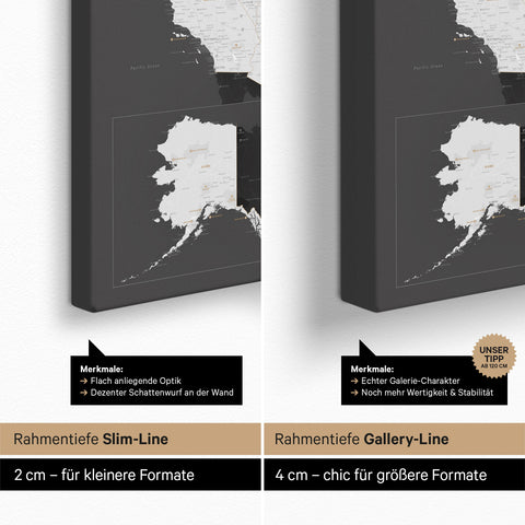 Mappa degli USA per puntine TRAVEL® – Grigio scuro (Grigio scuro)