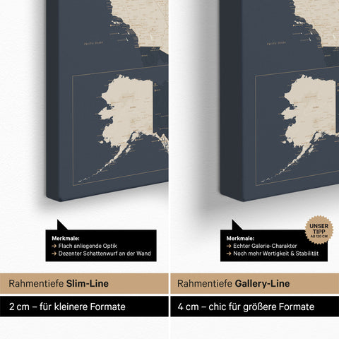 Mappa degli USA per puntine TRAVEL® – Hale Navy (Blu scuro)