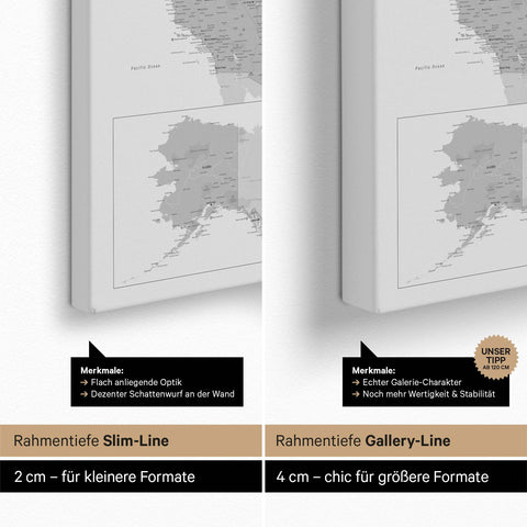 Mappa degli USA per puntine TRAVEL® – Coolgray (Grigio chiaro)