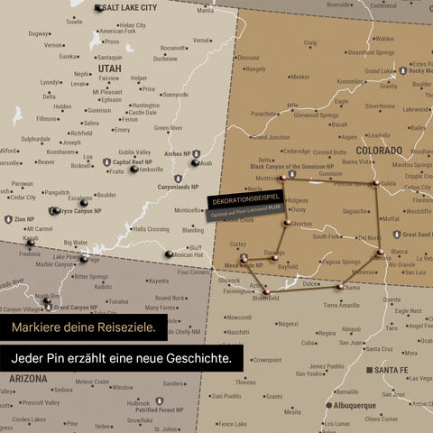 Mappa degli USA con puntine TRAVEL® – Multicolor Beige