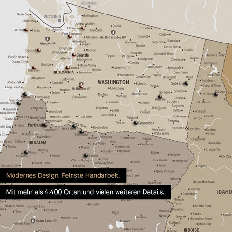 Mappa degli USA con puntine TRAVEL® – Multicolor Beige