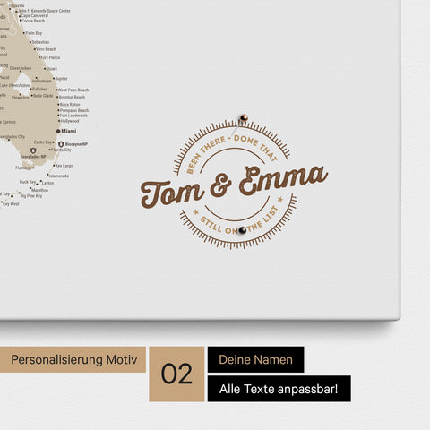 Mappa degli USA con puntine TRAVEL® – Multicolor Beige