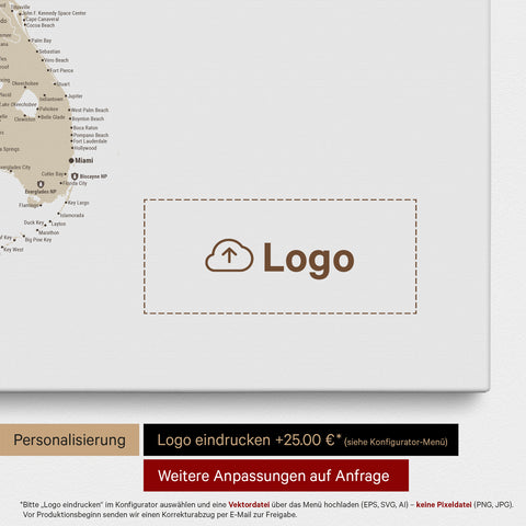 Mappa degli USA con puntine TRAVEL® – Multicolor Beige