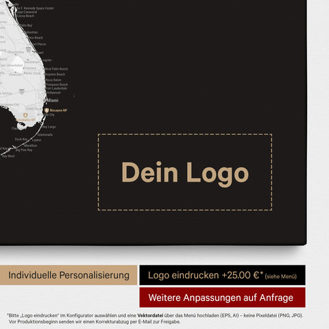 Mappa degli USA per puntine TRAVEL® – Dark Black (Nero-bianco)
