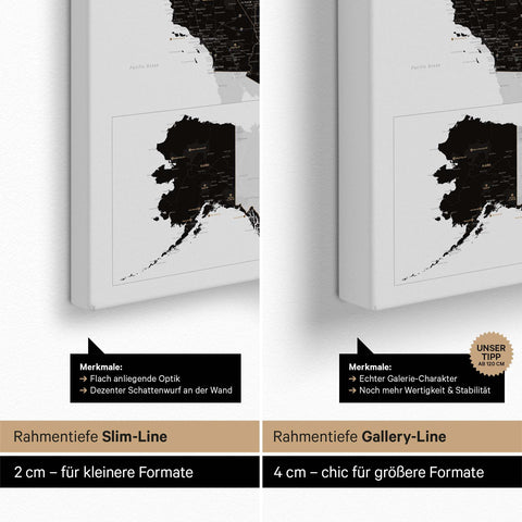 Mappa degli USA per puntine TRAVEL® – Light Black (Bianco-nero)
