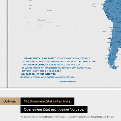 Mappa del mondo ANTARCTICA® Magnetboard – Blu oceano