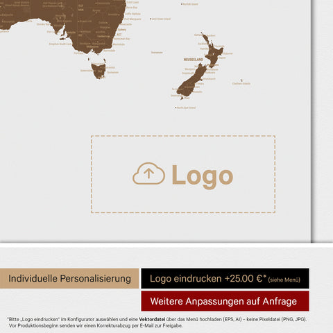 Mappa del mondo ANTARCTICA® Magnetboard – Marrone