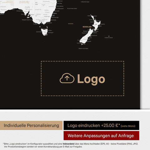 Mappa del mondo ANTARCTICA® Magnetboard – Nero scuro