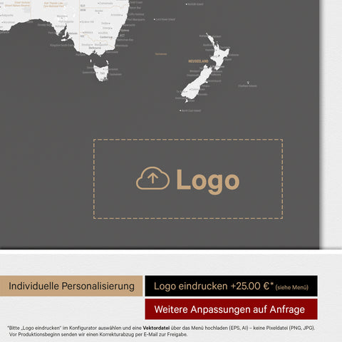 Mappa del mondo ANTARCTICA® Magnetboard – Grigio scuro