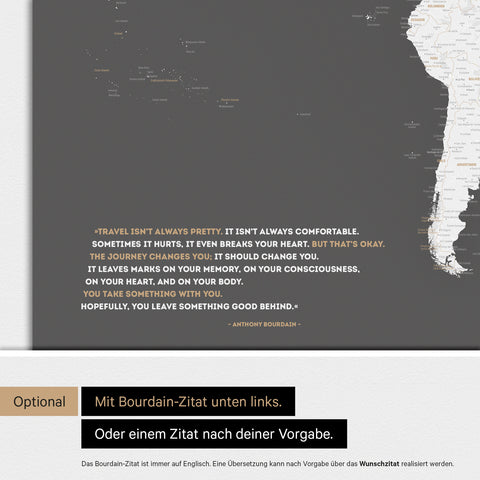 Mappa del mondo ANTARCTICA® Magnetboard – Grigio scuro