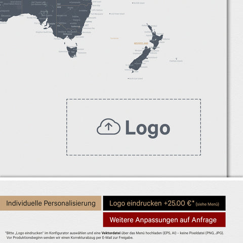 Mappa del mondo ANTARCTICA® Magnetboard – Blu denim