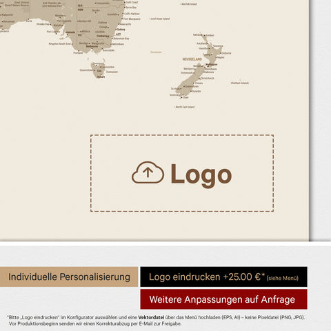 Mappa del mondo ANTARCTICA® Magnetboard – Sabbia del deserto