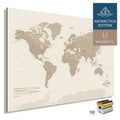 Magnetische Weltkarte ANTARCTICA mit Antarktis als massives Magnetboard in der Farbe Desert Sand, in einem modernen, minimalistischem Design zum Pinnen und Markieren von Reisezielen mit Magneten