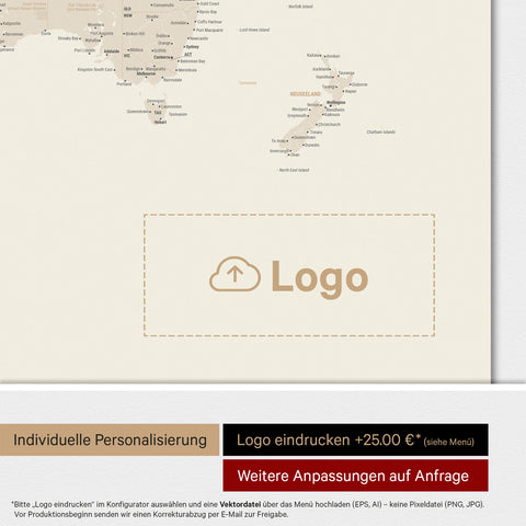 Mappa del mondo ANTARCTICA® Magnetboard – Oro