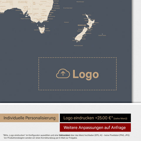 Mappa del mondo ANTARCTICA® Magnetboard – Blu marina Hale