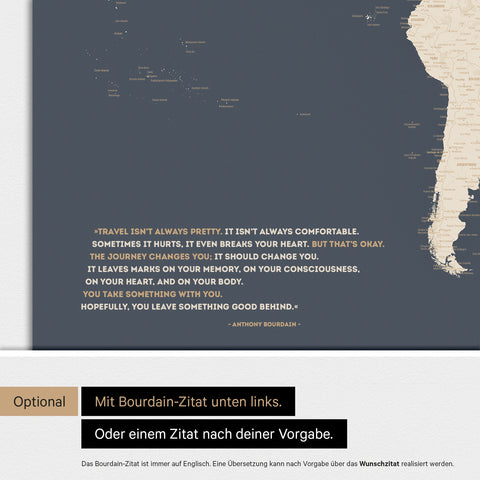Mappa del mondo ANTARCTICA® Magnetboard – Blu marina Hale