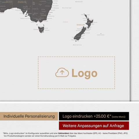 Mappa del mondo ANTARCTICA® Magnetboard – Grigio chiaro