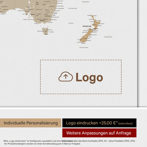 Mappa del mondo ANTARCTICA® Magnetboard – Beige multicolore