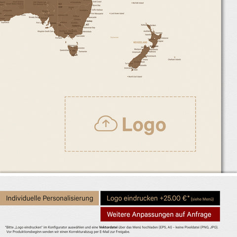 Mappa del mondo ANTARCTICA® Magnetboard – Marrone multicolore