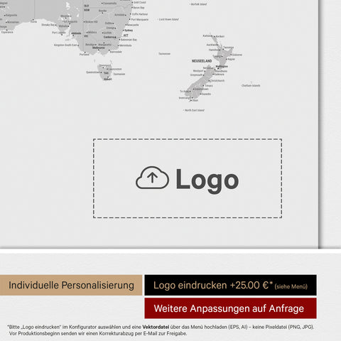 Mappa del mondo ANTARCTICA® Magnetboard – Grigio multicolore