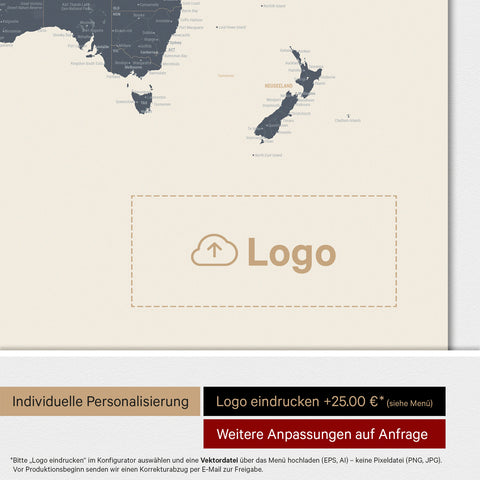 Mappa del mondo ANTARCTICA® Magnetboard – Blu marina chiaro