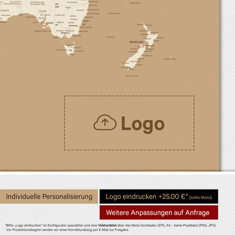 Mappa del mondo ANTARCTICA® Magnetboard – Oro tesoro