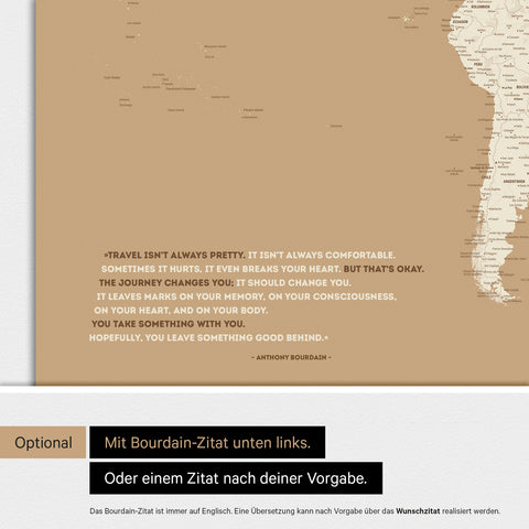 Mappa del mondo ANTARCTICA® Magnetboard – Oro tesoro