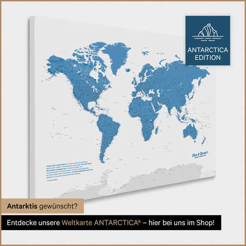 Mappa del mondo per puntine TRAVEL® – Blu oceano
