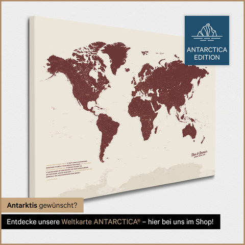 Mappa del mondo per puntine TRAVEL® – Bordeaux Rosso