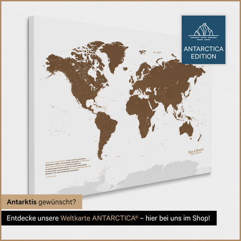 Mappa del mondo per puntine TRAVEL® – Marrone