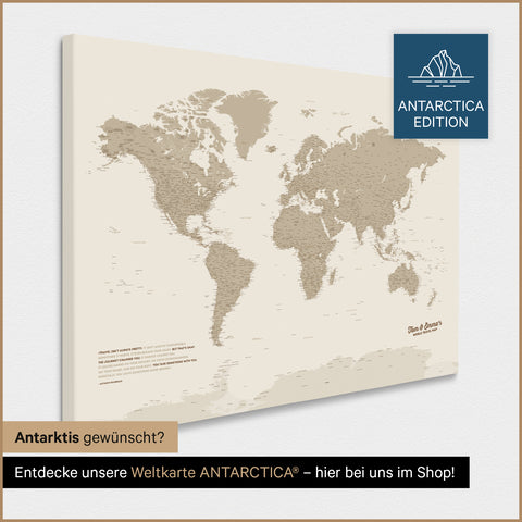 Mappa del mondo per puntine TRAVEL® – Desert Sand (Beige)
