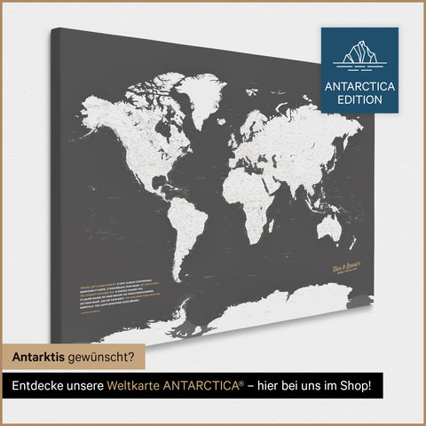 Mappa del mondo per puntine TRAVEL® – Grigio scuro (Grigio scuro)