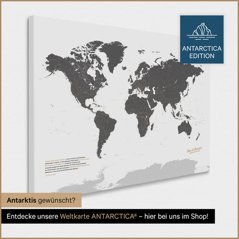 Mappa del mondo per puntine TRAVEL® – Grigio chiaro (Bianco-grigio)