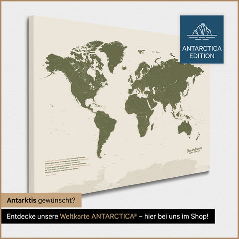 Mappa del mondo per puntine TRAVEL® – Olive Green