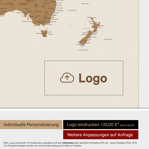 Mappa politica del mondo per puntine ANTARCTICA® – Bronzo