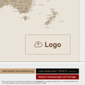 Weltkarte mit Antarktis als Pinn-Leinwand in Desert Sand (Beige) mit Logo-Eindruck für Unternehmen