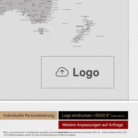 Mappa politica del mondo per puntine ANTARCTICA® – Coolgray (Grigio chiaro)
