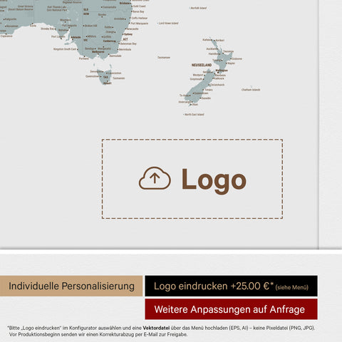 Mappa politica del mondo per puntine ANTARCTICA® – Multicolore chiaro