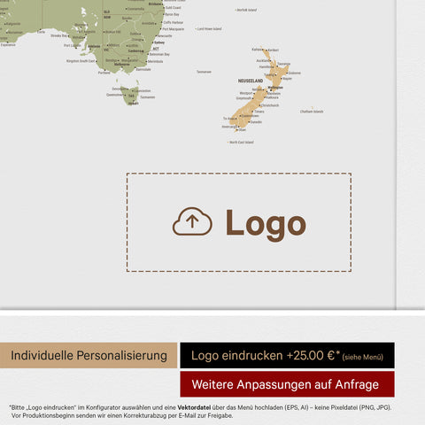 Mappa politica del mondo per puntine ANTARCTICA® – Siena multicolore