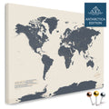 Weltkarte mit Antarktis in Navy Light als Pinnwand Leinwand kaufen