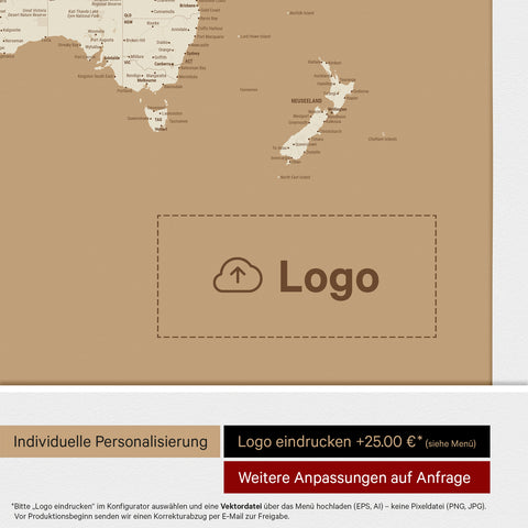 Mappa politica del mondo per puntine ANTARCTICA® – Treasure Gold