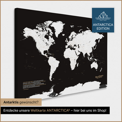Mappa del mondo per puntine TRAVEL® – Nero scuro (Bianco-nero)