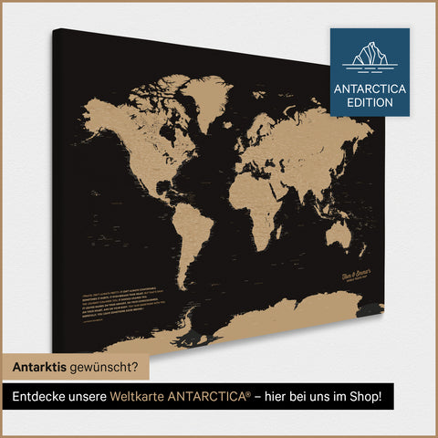Mappa del mondo per puntine TRAVEL® – Sonar Black (Nero-oro)