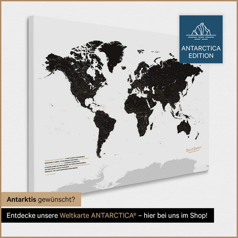 Mappa del mondo per puntine TRAVEL® – Nero chiaro (Bianco-nero)