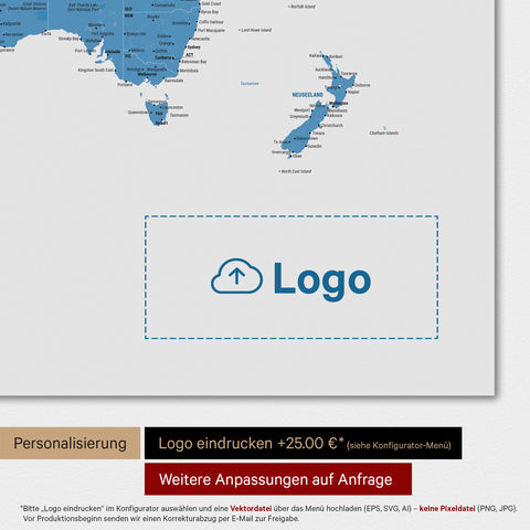 Mappa del mondo TRAVEL® poster premium – Blu oceano