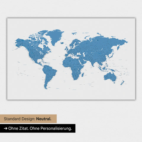 Mappa del mondo in versione standard neutra e colore blu