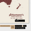 Mappa del mondo in colore rosso bordeaux con personalizzazione come logo familiare